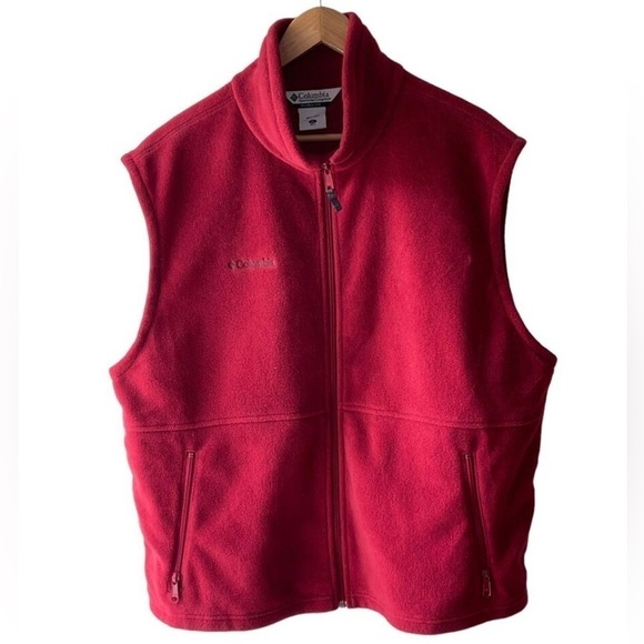 Columbia Red Full Zip Fleece Vest Sz Medium - Picture 1 of 5
